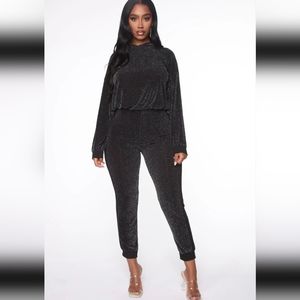 Fashion Nova Glitter Luxe Jogger Set size Medium   4